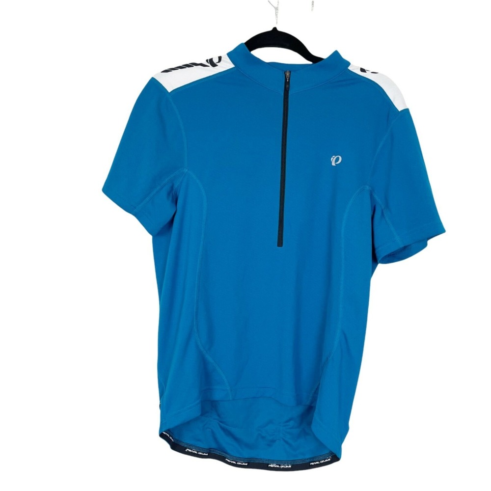 Pearl‎ Izumi Woman's Sz M Blue Short Sleeve Half Zip Back Pocket Cycling Jersey